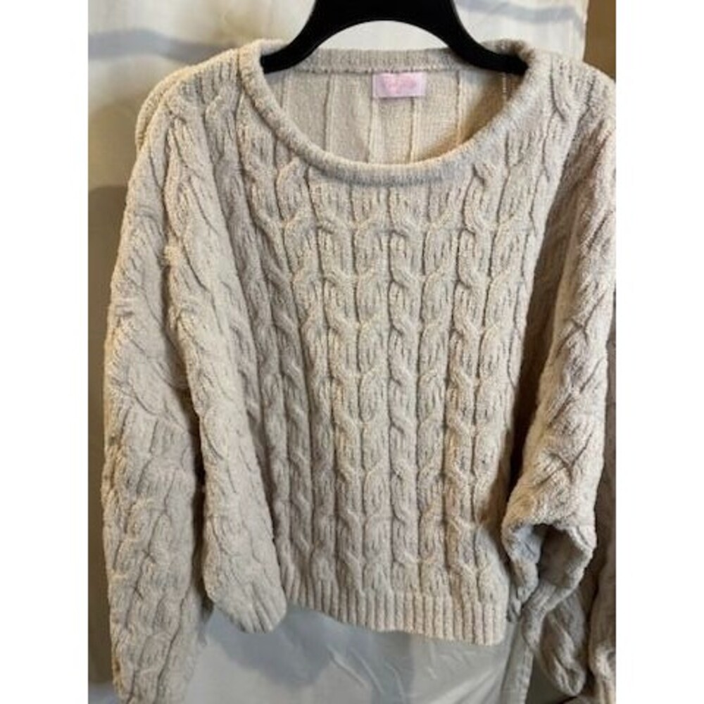 Pink Lily Beige Cable Knit Cozy Sweater Women’s Size XL